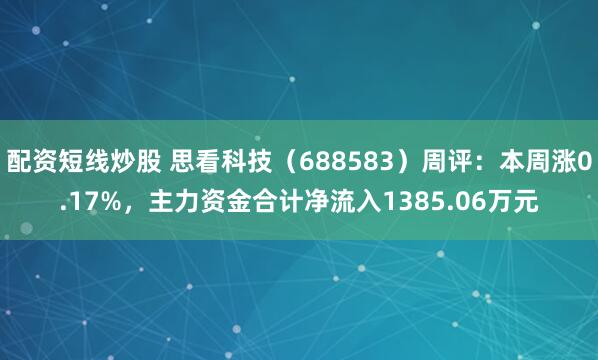 配资短线炒股 思看科技（688583）周评：本周涨0.17%，主力资金合计净流入1385.06万元
