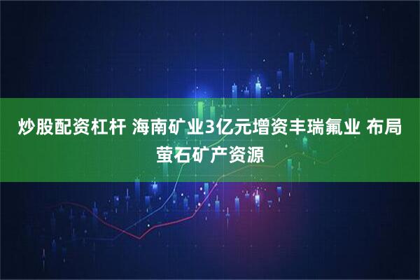炒股配资杠杆 海南矿业3亿元增资丰瑞氟业 布局萤石矿产资源